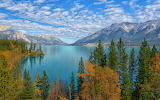 Desenhos de Autumn Abraham Lake Canada Scenery Jigsaw Puzzle para colorir