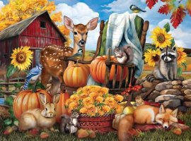 Desenhos de Autumn Animals Jigsaw Puzzle para colorir