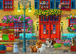 Desenhos de Autumn Joy in Small Town Jigsaw Puzzle para colorir