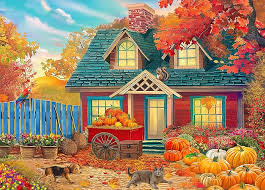 Desenhos de Autumn Pumpkin Harvest Jigsaw Puzzle para colorir