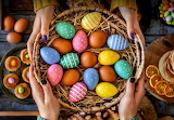 Desenhos de Basket Easter Eggs Jigsaw Puzzle para colorir