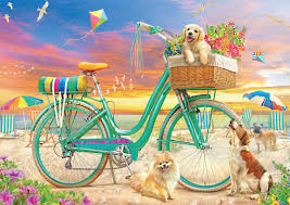 Desenhos de Beach Bicycle Jigsaw Puzzle para colorir
