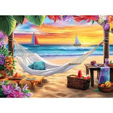 Desenhos de Beach Sunset Boat Jigsaw Puzzle para colorir