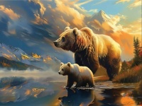 Bears in Sunset Jigsaw Puzzle