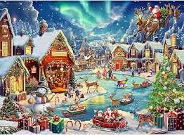 Desenhos de Beautiful Christmas Village Jigsaw Puzzle para colorir
