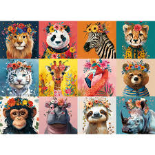 Desenhos de Beautiful Wild Animals Jigsaw Puzzle para colorir