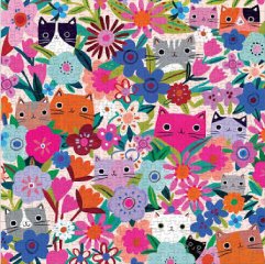 Desenhos de Blooming Cats Jigsaw Puzzle para colorir