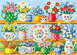 Desenhos de Blooming Teapots Jigsaw Puzzle para colorir