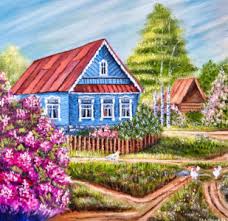 Desenhos de Blue Country Cottage Jigsaw Puzzle para colorir
