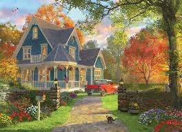 Desenhos de Blue Country House Jigsaw Puzzle para colorir