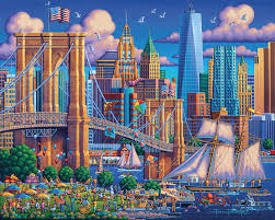 Desenhos de Brooklyn Bridge – Eric Dowdle Puzzles Jigsaw para colorir