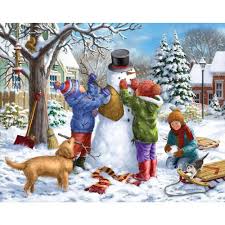 Desenhos de Building a Snowman Jigsaw Puzzle para colorir