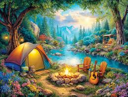 Camping by the River Jigsaw Puzle