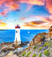 Desenhos de Sunset in Capo Ferro Lighthouse Jigsaw Puzzle para colorir