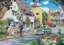 Car in Village Vintage Jigsaw Puzzle