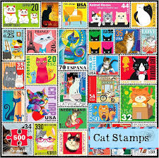 Desenhos de Cat Stamp Collage Jigsaw Puzzle para colorir