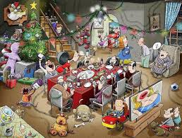 Desenhos de Chaos at Christmas Lunch Jigsaw Puzzle para colorir