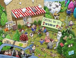 Desenhos de Chaos at the Christmas Tree Farm Jigsaw Puzzle para colorir