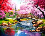 Cherry Blossom Bridge Jigsaw Puzzle
