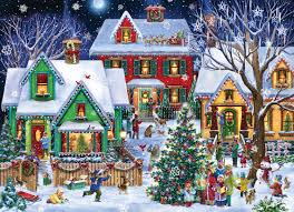 Desenhos de Christmas in the Neighborhood Jigsaw Puzzle para colorir