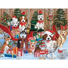 Desenhos de Christmas Puppies Jigsaw Puzzle para colorir