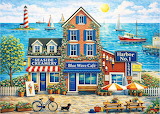 Desenhos de Coastal Harbor Town Jigsaw Puzzle para colorir