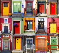 Collage of doors in Roros, Norway Jigsaw Puzzle