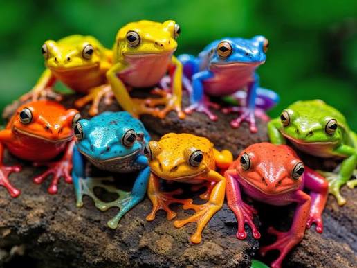 Desenhos de Colorful Frogs Rendezvous Jigsaw Puzzle para colorir