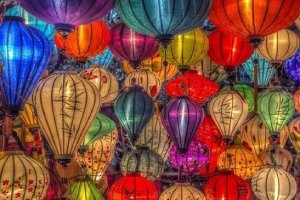 Desenhos de Colorful Lanterns Vietnam Jigsaw Puzzle para colorir