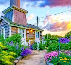 Desenhos de Cottage Sunset Jigsaw Puzzle para colorir