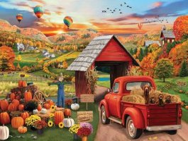 Desenhos de Country Farm Pumpkin, Harvest Market Jigsaw Puzzle para colorir