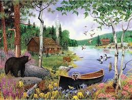 Desenhos de Country Life by Lake Jigsaw Puzzle para colorir