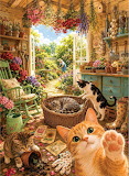 Desenhos de Cozy Garden Kittens Jigsaw Puzzle para colorir