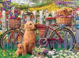 Cute Dogs in The Garden Jigsaw Puzzle