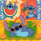 Desenhos de Disney Stitch Aloha Jigsaw Puzzle para colorir