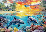 Desenhos de Dolphin Tropical Fish Jigsaw Puzzle para colorir