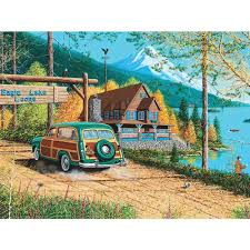 Desenhos de Eagle Lake Lodge Jigsaw Puzzle para colorir
