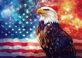 Desenhos de Eagle with Flag Jigsaw Puzzle para colorir