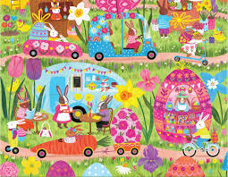 Desenhos de Easter Bunnies Paradise Jigsaw Puzzle para colorir