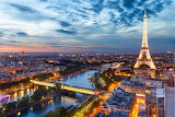 Desenhos de Eiffel Tower, Paris at Sunset Jigsaw Puzzle para colorir