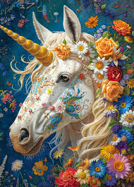 Desenhos de Enchanted Unicorn with Flower Art Jigsaw Puzzle para colorir