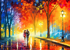 Desenhos de Evening Walk on Rainy Day Jigsaw Puzzle para colorir