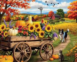 Desenhos de Fall Wagon Wonders Jigsaw Puzzle para colorir