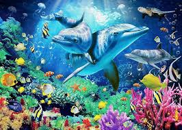 Desenhos de Families in Sea World Jigsaw Puzzle para colorir