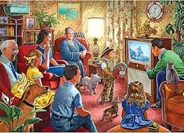 Desenhos de Family TV Night Jigsaw Puzzle para colorir