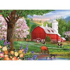 Desenhos de Farm Spring Morning Jigsaw Puzzle para colorir