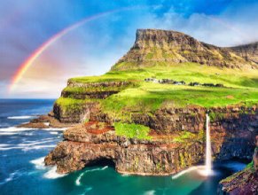 Desenhos de Faroe Islands Rainbow Jigsaw Puzzle para colorir
