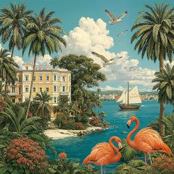Flamingo in Florida Coastal Jigsaw Puzzle
