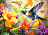 Flower Humningbird Jigsaw Puzzle