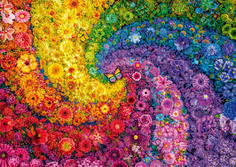 Desenhos de Flowers Rainbow Swirl Jigsaw Puzzle para colorir